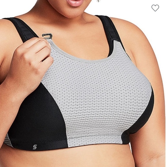 NEW GLAMORISE Sport Bra Size 44DD Grey/Black NWOT - Picture 3 of 15